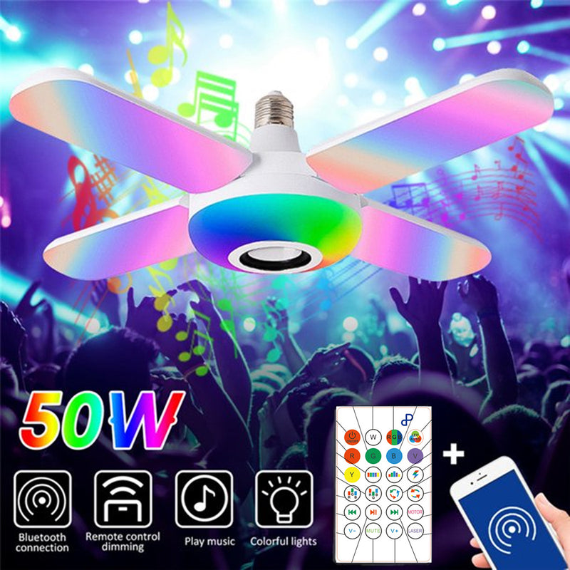 LED 50W 4 Leaves Foldable Musical BT Ceiling Bulb Lamp_17