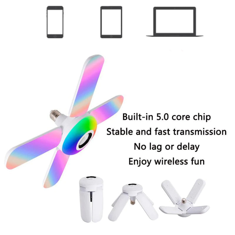 LED 50W 4 Leaves Foldable Musical BT Ceiling Bulb Lamp_2