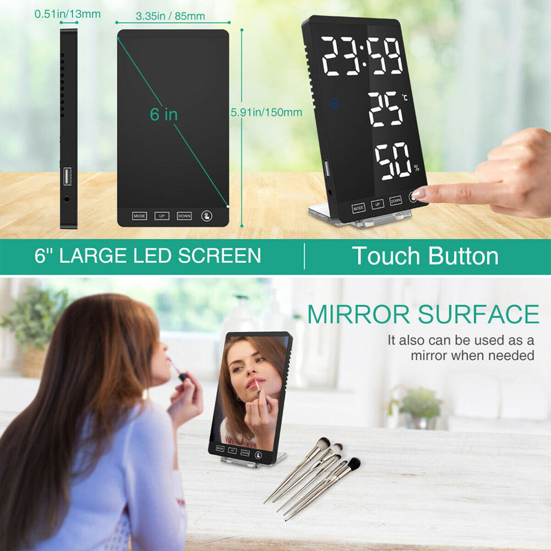 Multifunctional LED Makeup Mirror Digital Snooze Alarm Clock_15