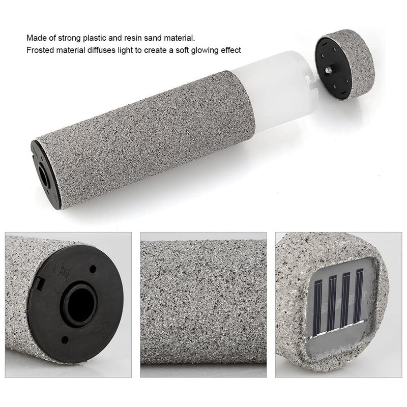 Solar Stone Pillar White LED Lights Outdoor Garden Lamp_13