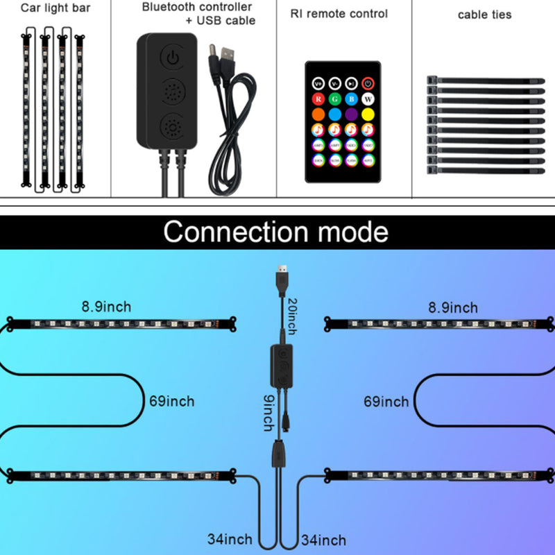 USB/Car Plug Remote Controlled Car Interior LED Strip Light_12