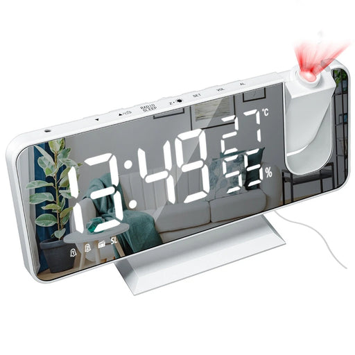 LED Big Screen Mirror Alarm Clock with Projection Display_9