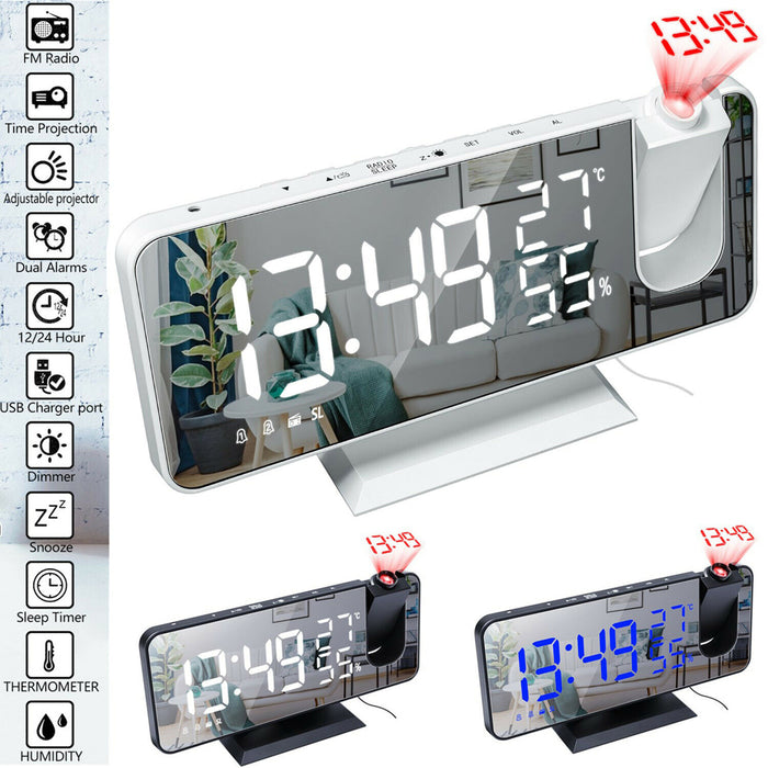 LED Big Screen Mirror Alarm Clock with Projection Display_14