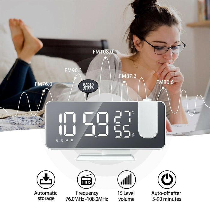 LED Big Screen Mirror Alarm Clock with Projection Display_1