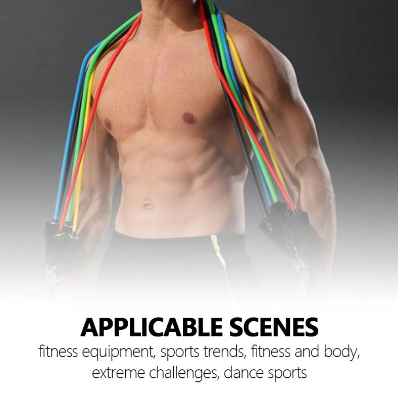 11 Pcs Fitness Exercising Pulling Rope Latex Resistance Bands_2