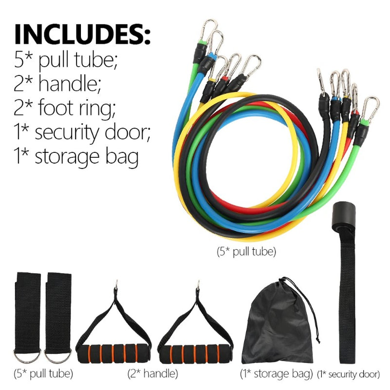 11 Pcs Fitness Exercising Pulling Rope Latex Resistance Bands_3