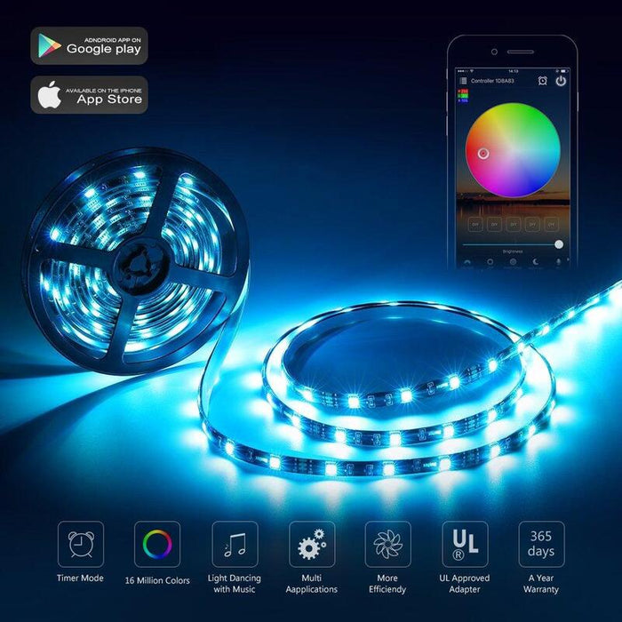 Smartphone Controlled Colorful LED Strip Light Kit- Wall Plugged_1