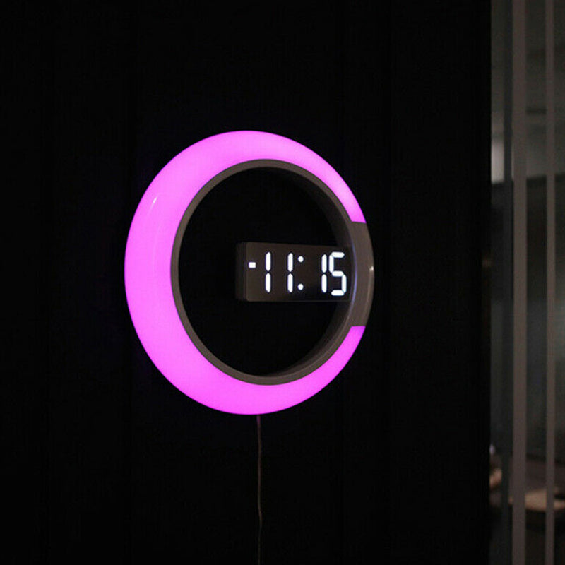 USB Plugged-in 3D LED Wall Clock Digital Alarm Clock and Lamp_2