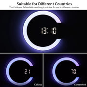 USB Plugged-in 3D LED Wall Clock Digital Alarm Clock and Lamp_11