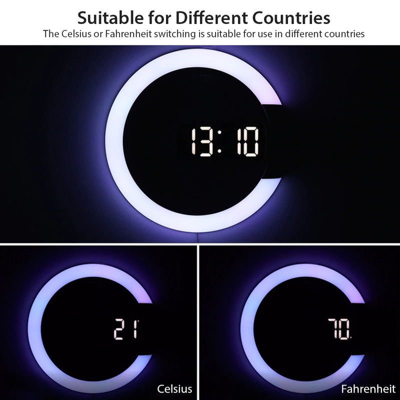 USB Plugged-in 3D LED Wall Clock Digital Alarm Clock and Lamp_11