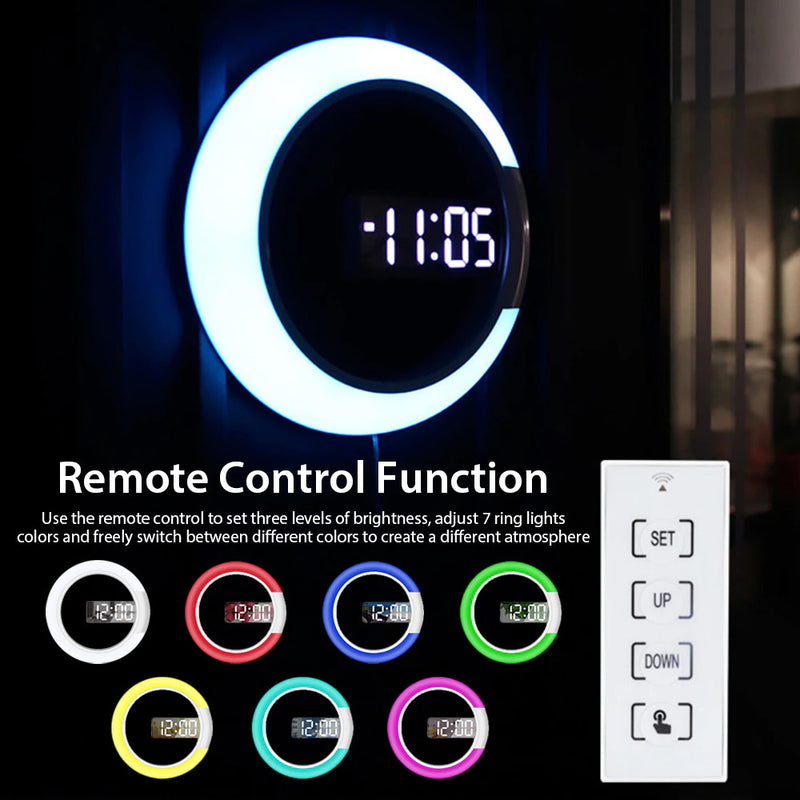 USB Plugged-in 3D LED Wall Clock Digital Alarm Clock and Lamp_12