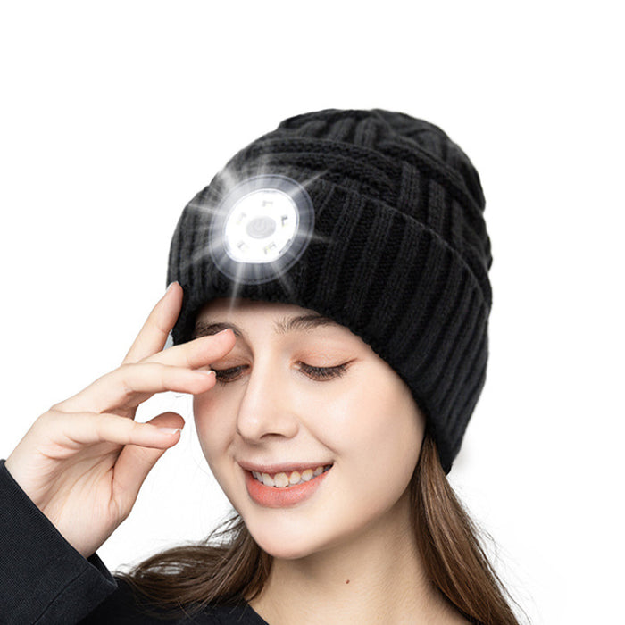 USB Rechargeable Light up Knitted Hat Flashlight Beanie Cap_14