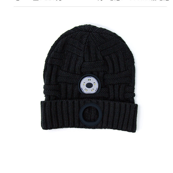 USB Rechargeable Light up Knitted Hat Flashlight Beanie Cap_7