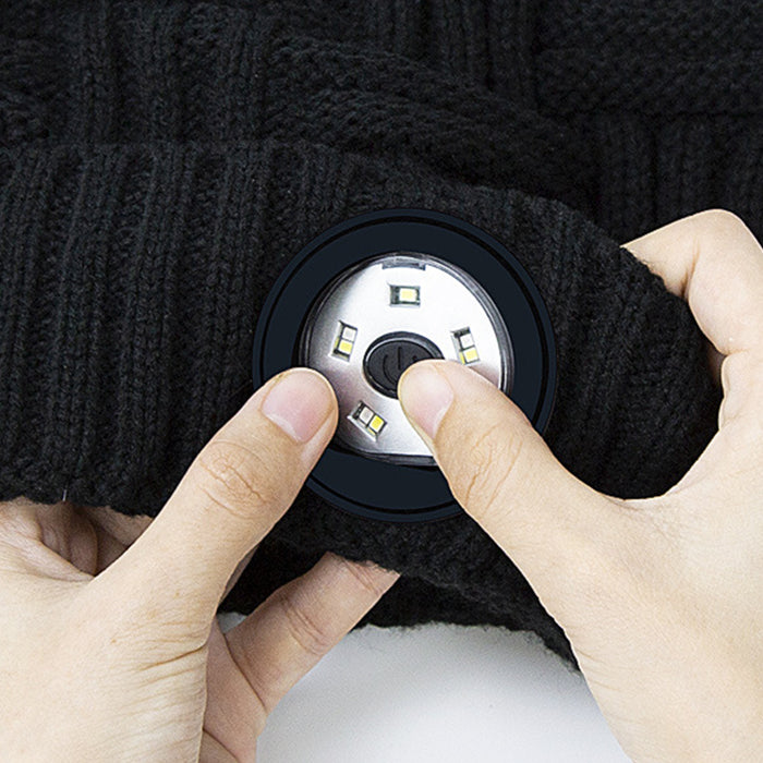 USB Rechargeable Light up Knitted Hat Flashlight Beanie Cap_6