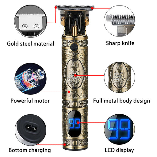 USB Rechargeable Cordless Hair Beard Trimmer- LCD Display_5