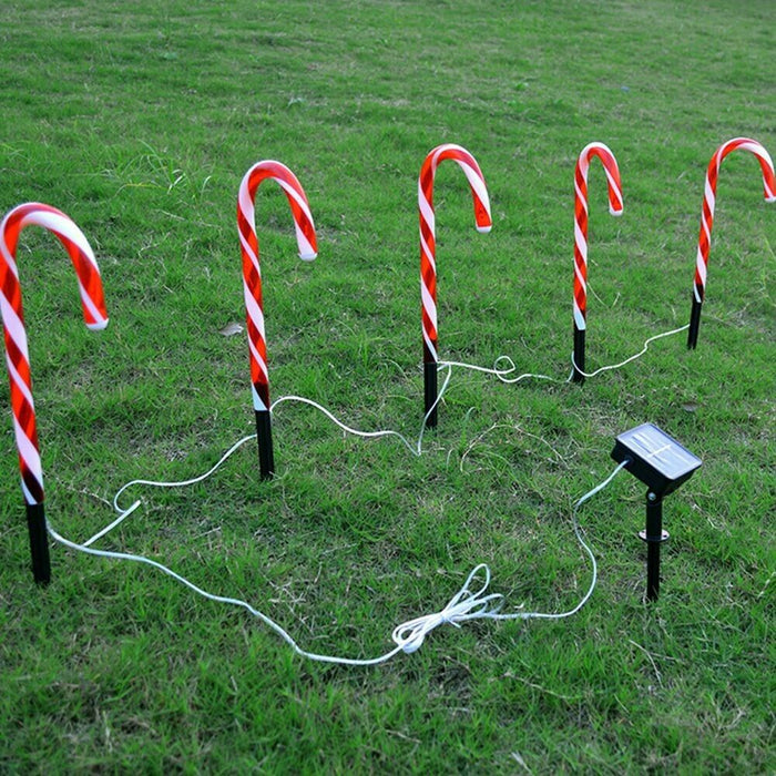 Solar Powered Christmas Candy Cane Pathway Lights Markers_7
