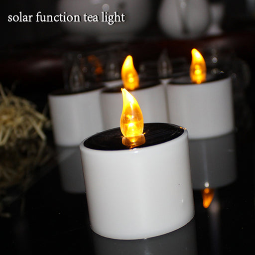 6pcs Solar Power Tea Lights Flameless Flickering Outdoor Candle_6