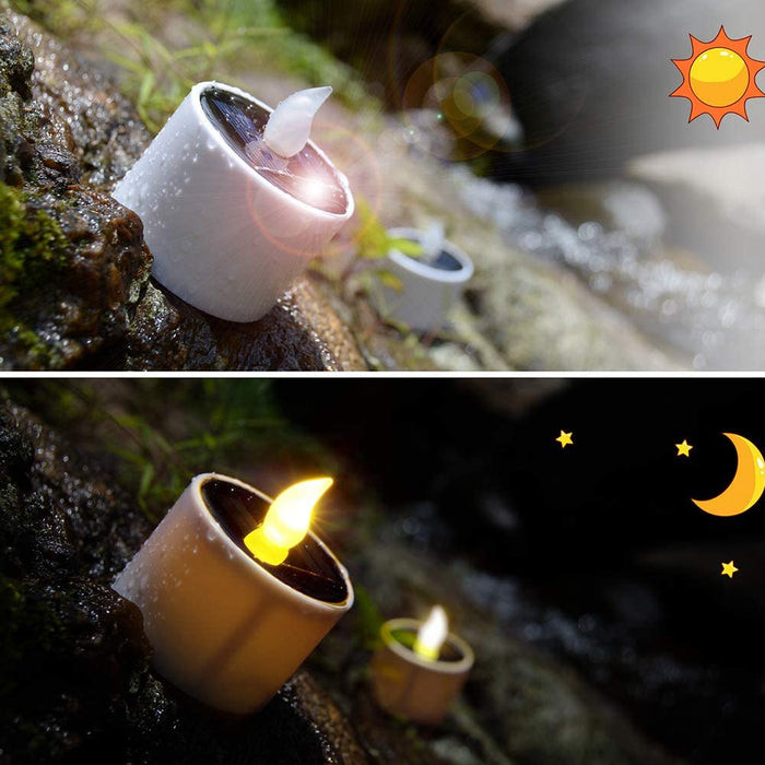 6pcs Solar Power Tea Lights Flameless Flickering Outdoor Candle_9