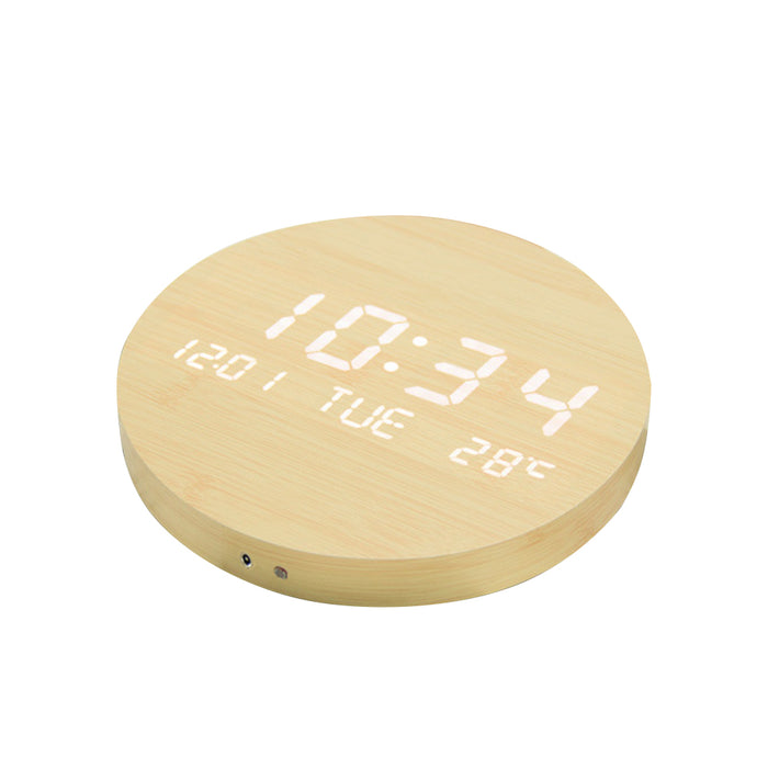 USB Plugged-in LED Luminous Number Wall Hanging Wood Clock_5