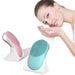 USB Rechargeable Electric Silicone Facial Brush Heated Massager_4