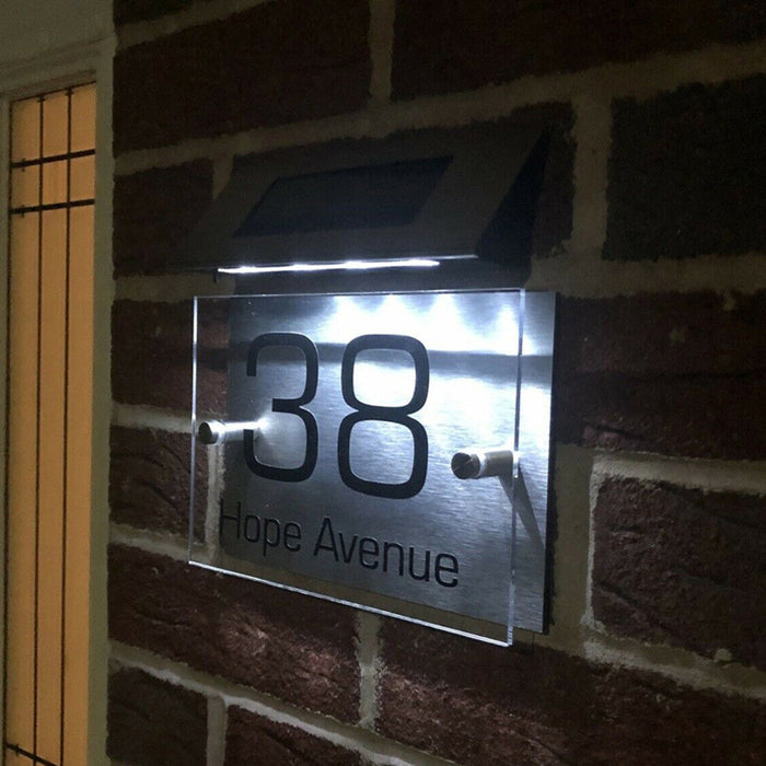 DIY Solar Powered Modern House Stainless Steel Sign Number_4
