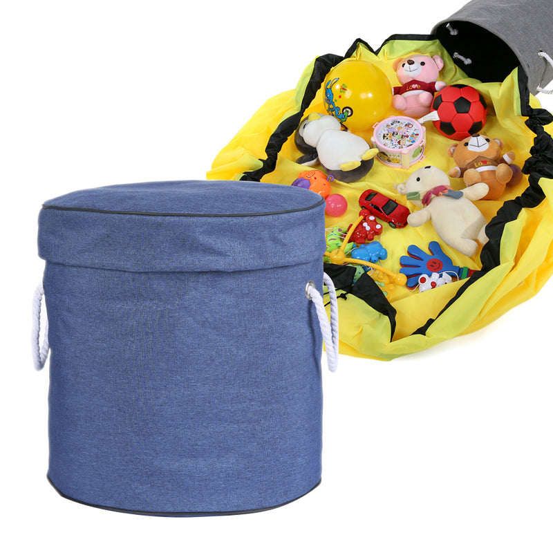 2-in-1 Collapsible Kid’s Play Mat and Toy Storage Organizer_0