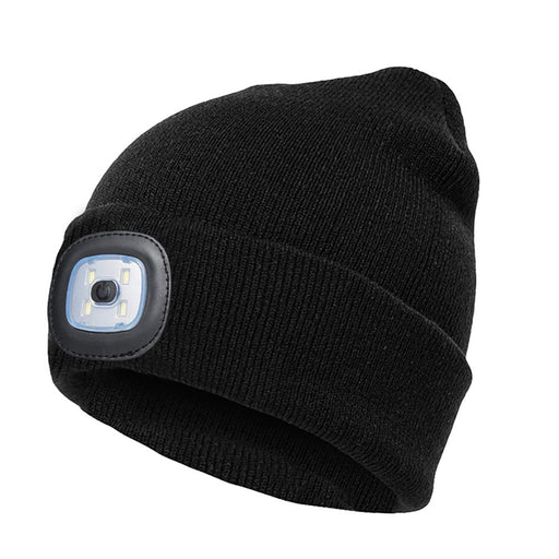 USB Rechargeable 4 LED Lighting Cap Knitted Beanie Hat_1