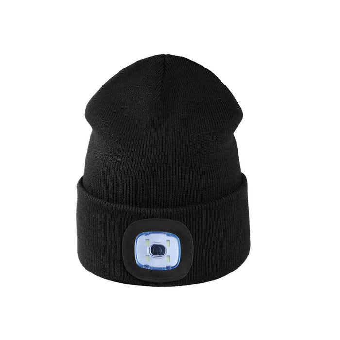 USB Rechargeable 4 LED Lighting Cap Knitted Beanie Hat_2