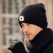 USB Rechargeable 4 LED Lighting Cap Knitted Beanie Hat_6
