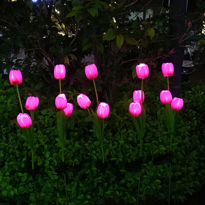 Solar Powered Tulip Flower Outdoor Garden Decoration_7
