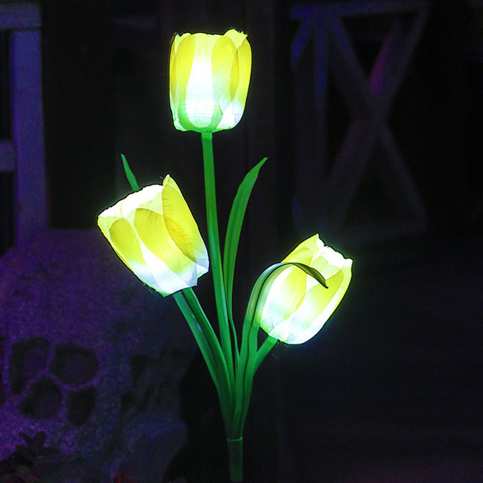 Solar Powered Tulip Flower Outdoor Garden Decoration_13