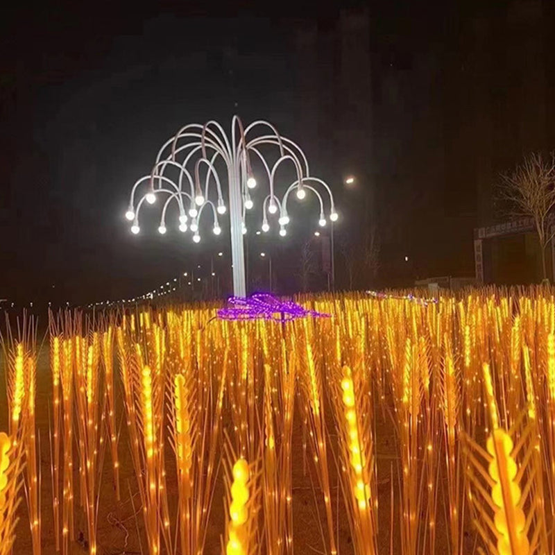 Solar Powered Outdoor Stake Straw Garden Lamp_7