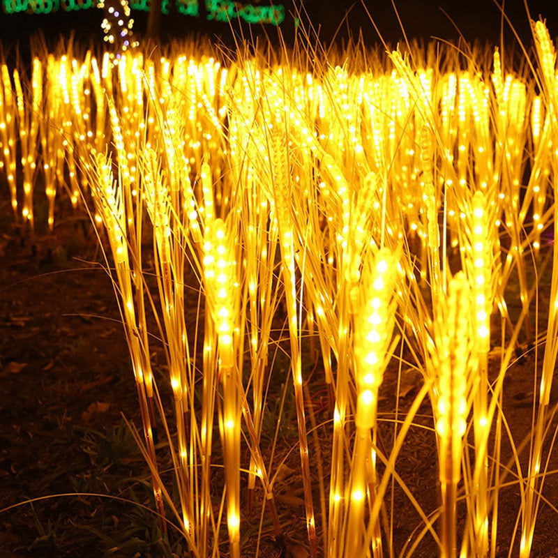 Solar Powered Outdoor Stake Straw Garden Lamp_8
