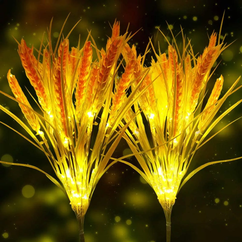 Solar Powered Outdoor Stake Straw Garden Lamp_2