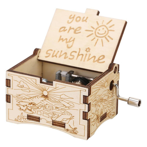 Hand Cranking Message Engraved Vintage Wooden Musical Box_9