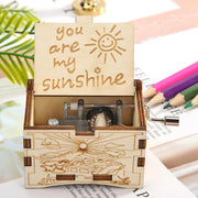 Hand Cranking Message Engraved Vintage Wooden Musical Box_3
