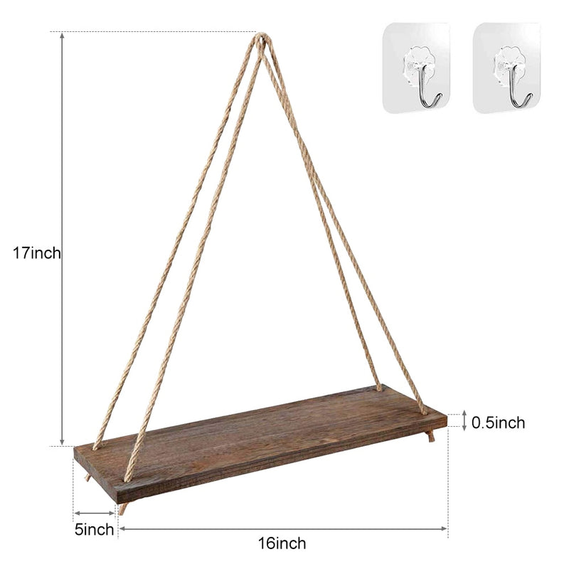 Rustic and Minimalist Hanging Wooden Corner Shelf_1