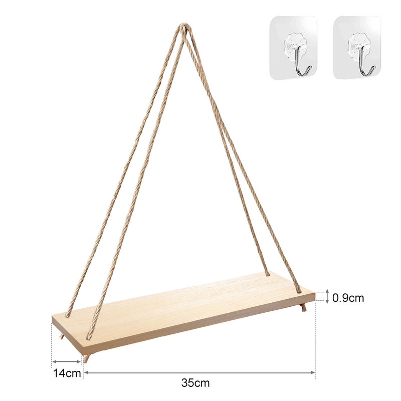 Rustic and Minimalist Hanging Wooden Corner Shelf_2