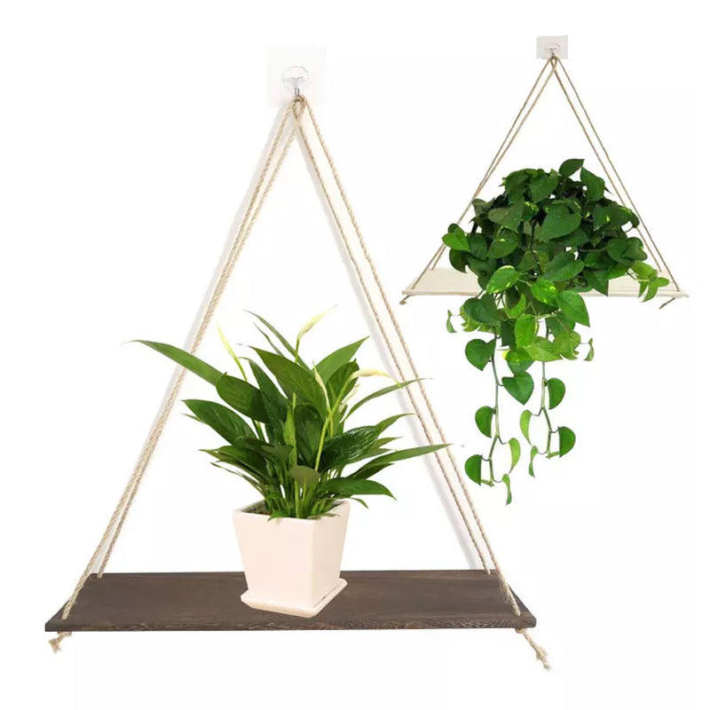 Rustic and Minimalist Hanging Wooden Corner Shelf_13