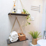 Rustic and Minimalist Hanging Wooden Corner Shelf_17