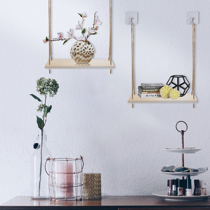 Rustic and Minimalist Hanging Wooden Corner Shelf_19