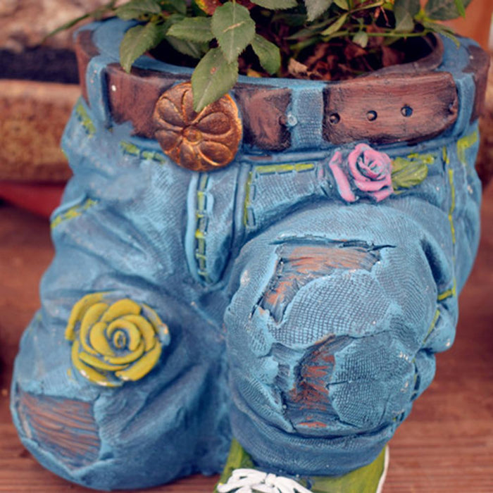 Denim Jeans Resin Outdoor Garden Flower Pot_3