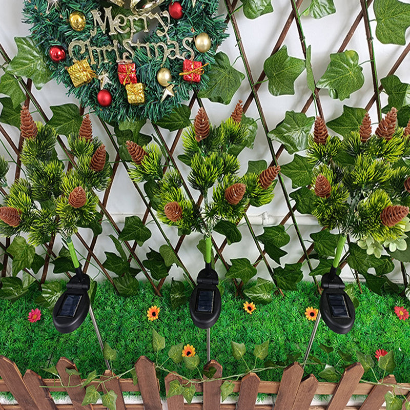 Solar Powered Christmas Tree Pine Cone Holiday Garden Lights_5