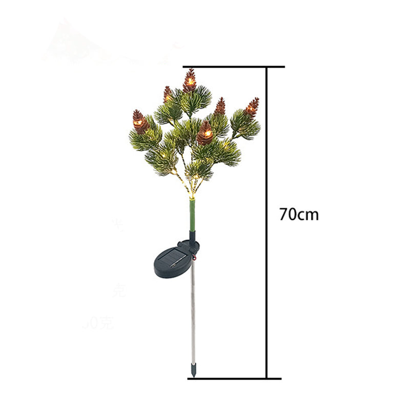Solar Powered Christmas Tree Pine Cone Holiday Garden Lights_1