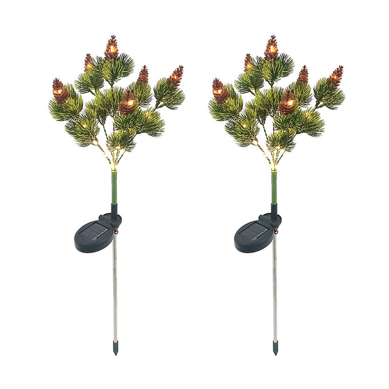 Solar Powered Christmas Tree Pine Cone Holiday Garden Lights_2