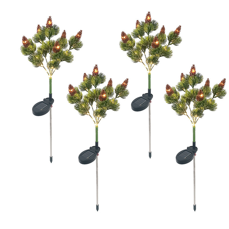Solar Powered Christmas Tree Pine Cone Holiday Garden Lights_3