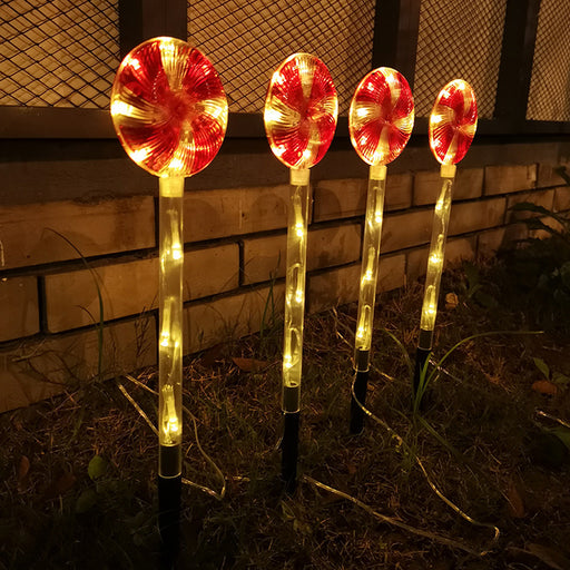 Solar Powered Candy Cane Lollipop Christmas Stake Lights_1
