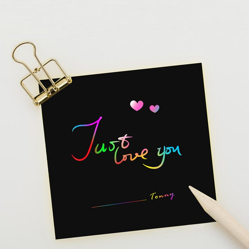 100pcs Rainbow Scratch Mini Notes Paper Pad Cards_3