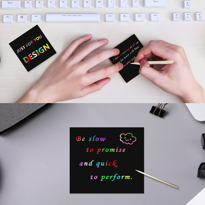 100pcs Rainbow Scratch Mini Notes Paper Pad Cards_4