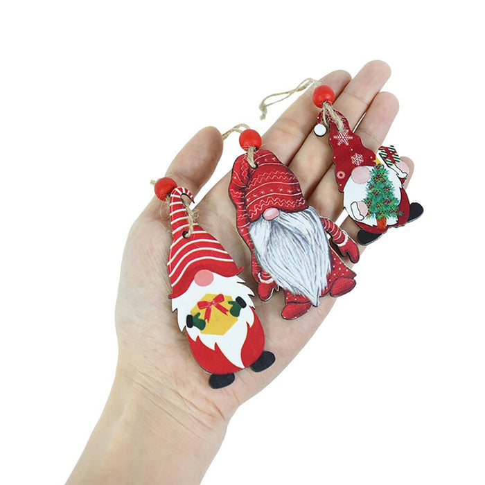 Christmas Wooden Gnome Ornaments Cute Hanging Pendants_8